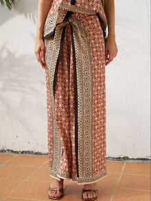 Placement Print Wrap Tie Pants - Social Queen