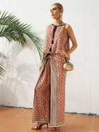Placement Print Wrap Tie Pants - Social Queen