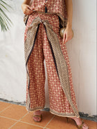Placement Print Wrap Tie Pants - Social Queen