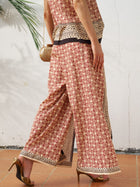 Placement Print Wrap Tie Pants - Social Queen