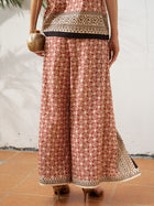Placement Print Wrap Tie Pants - Social Queen