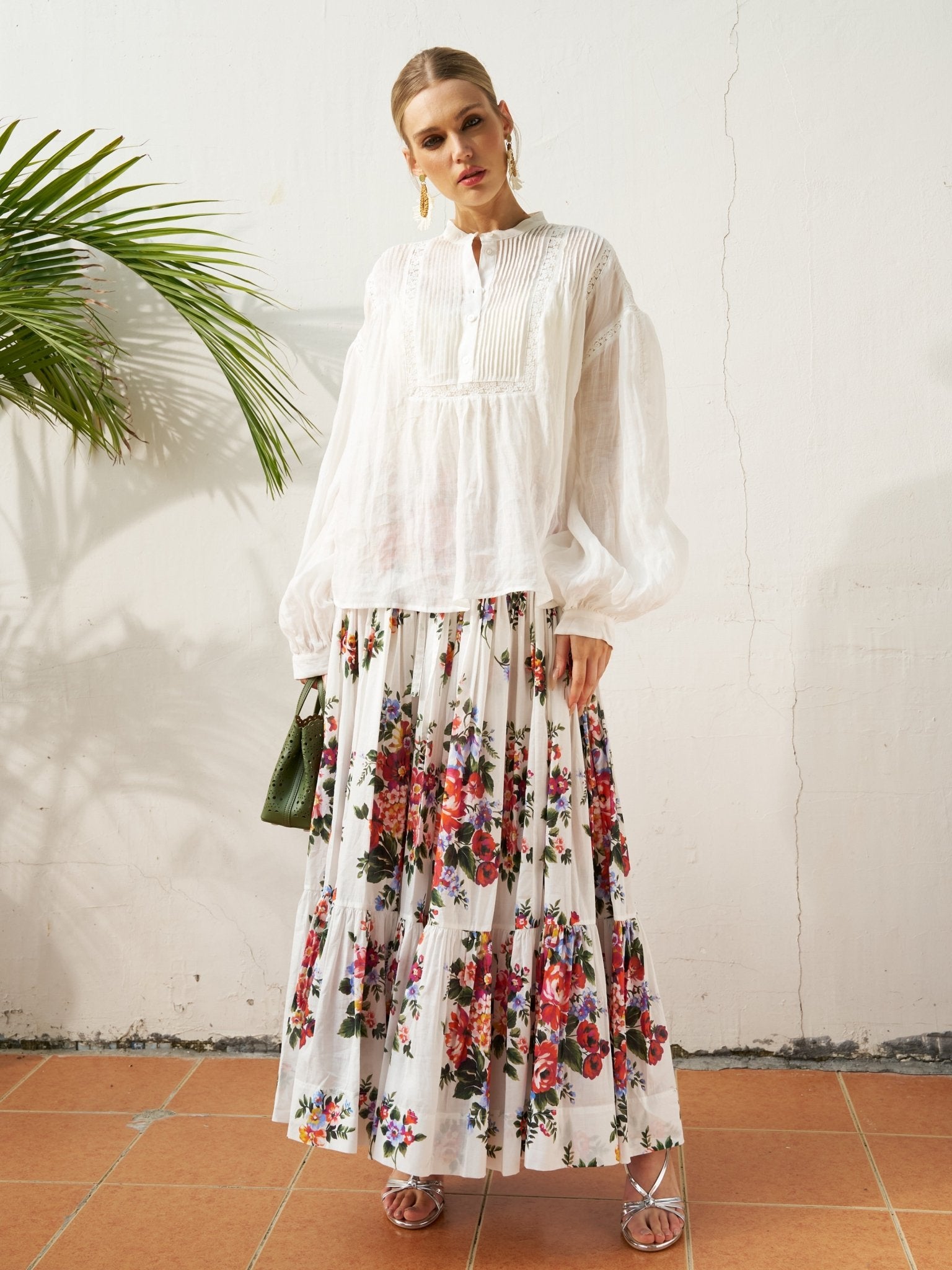 Pleated Lace Detail Blouse - Social Queen