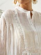 Pleated Lace Detail Blouse - Social Queen