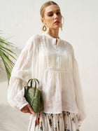 Pleated Lace Detail Blouse - Social Queen