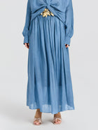 Pleated Ramie Maxi Skirt (Belt Not Included) - Social Queen