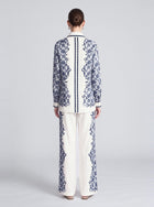 Porcelain Motif Linen Shirt - Social Queen