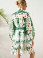 Printed Cutout Lace Mini Dress - Social Queen