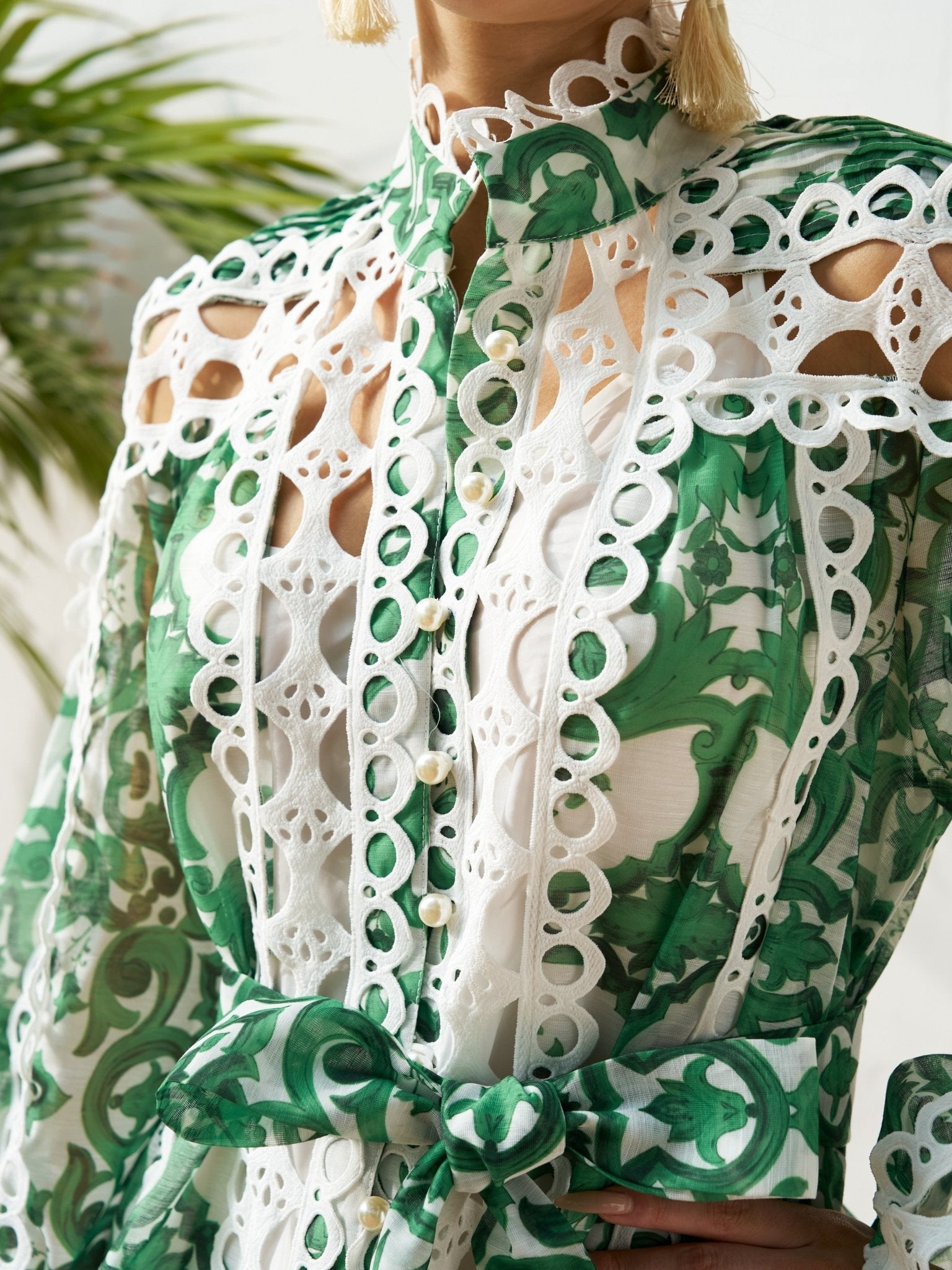 Printed Cutout Lace Mini Dress - Social Queen