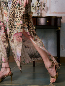 Printed Mulberry Silk Kaftan Dress - Social Queen