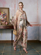 Printed Mulberry Silk Kaftan Dress - Social Queen
