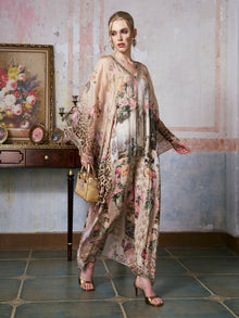 Printed Mulberry Silk Kaftan Dress - Social Queen