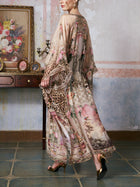 Printed Mulberry Silk Kaftan Dress - Social Queen