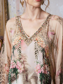 Printed Mulberry Silk Kaftan Dress - Social Queen
