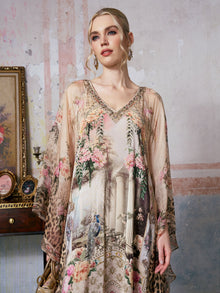 Printed Mulberry Silk Kaftan Dress - Social Queen
