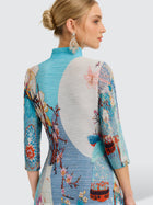 Printed Pleated Midi Dress - Social Queen