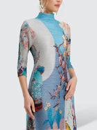 Printed Pleated Midi Dress - Social Queen