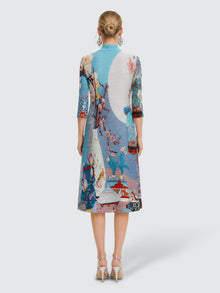 Printed Pleated Midi Dress - Social Queen