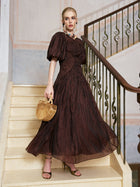 Puff Sleeve Textured Lace Dress - Social Queen