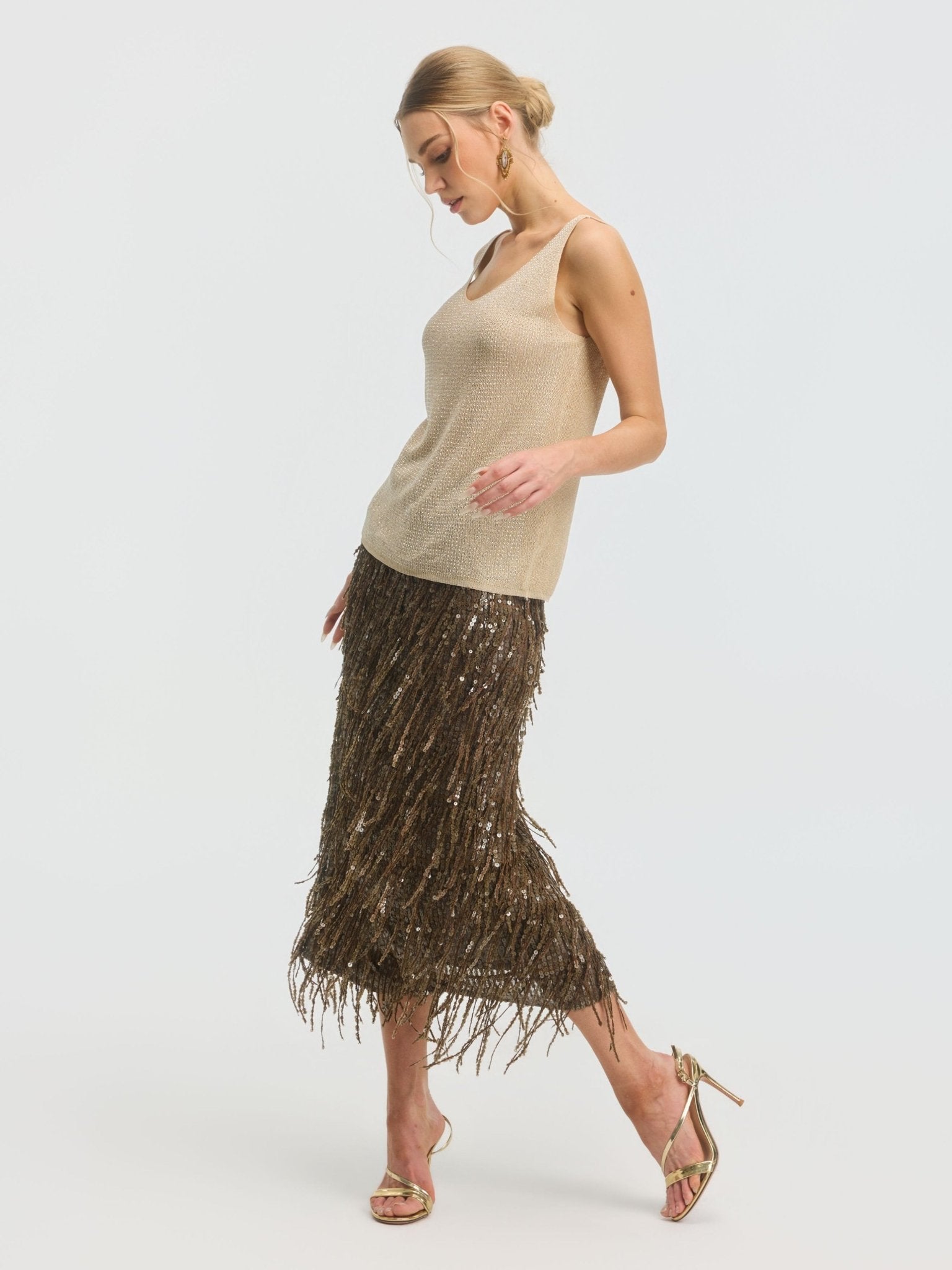 Rhinestone Detail Knit Top - Social Queen