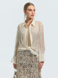Rhinestone Detail Sheer Shirt (Camisole Not Included) - Social Queen