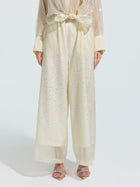 Rhinestone Detail Wide-Leg Pants - Social Queen