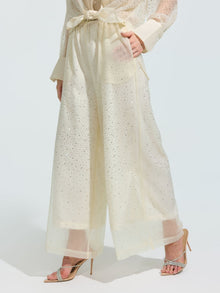 Rhinestone Detail Wide-Leg Pants - Social Queen