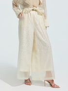 Rhinestone Detail Wide-Leg Pants - Social Queen