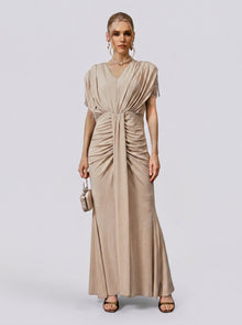 Rhinestone Fringe Knit Gown - Social Queen