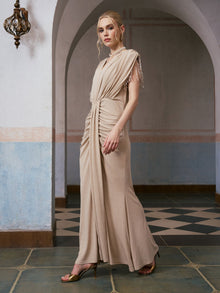 Rhinestone Fringe Knit Gown - Social Queen