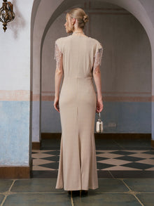 Rhinestone Fringe Knit Gown - Social Queen