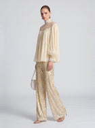 Rhinestone Pleated Blouse - Social Queen