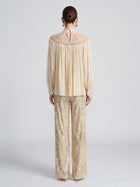 Rhinestone Pleated Blouse - Social Queen