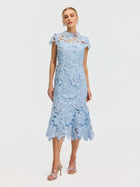 Rose Appliqué Lace Dress (Brooch Not Included) - Social Queen