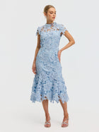 Rose Appliqué Lace Dress (Brooch Not Included) - Social Queen
