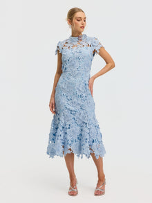 Rose Appliqué Lace Dress (Brooch Not Included) - Social Queen