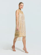 Rose Beaded Sequin Midi Dress - Social Queen