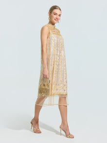 Rose Beaded Sequin Midi Dress - Social Queen