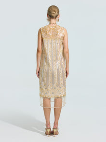 Rose Beaded Sequin Midi Dress - Social Queen