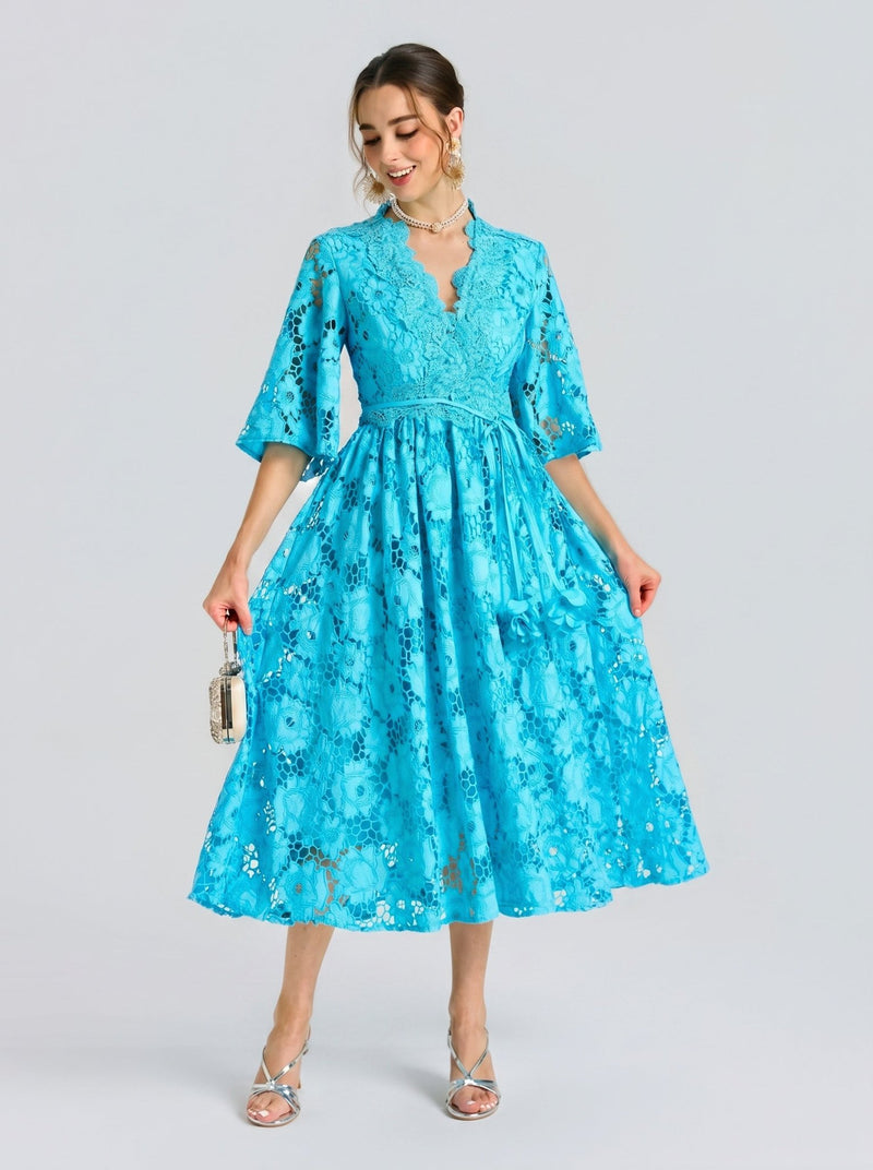 Rose Cutwork Lace Dress - Social Queen