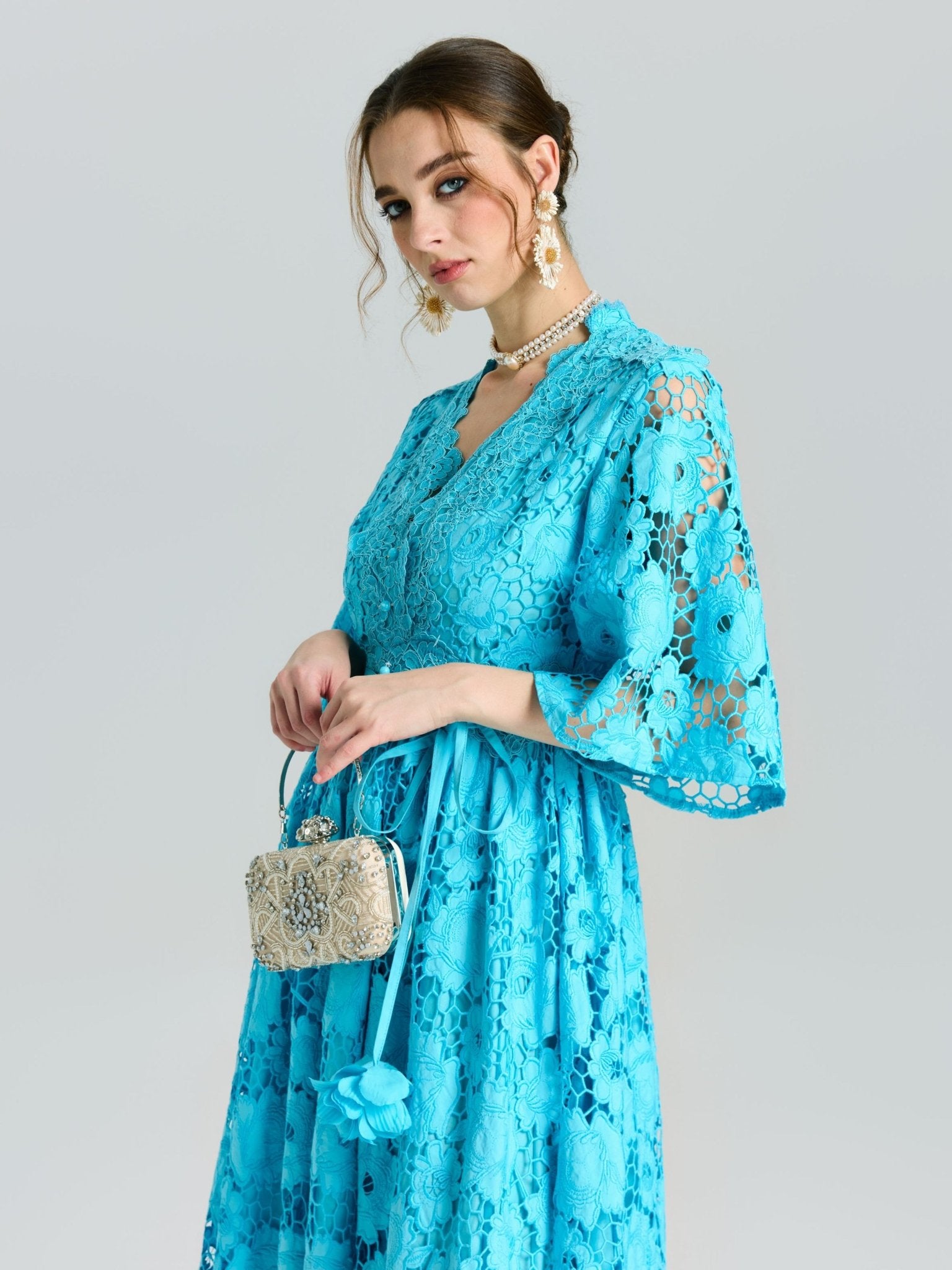 Rose Cutwork Lace Dress - Social Queen