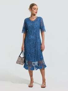 Rose Embroidered Lace Dress - Social Queen