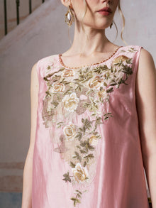 Rose Embroidered Tencel Dress Set - Social Queen