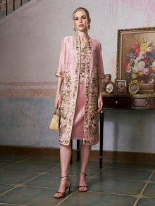 Rose Embroidered Tencel Dress Set - Social Queen