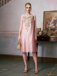 Rose Embroidered Tencel Dress Set - Social Queen