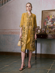 Rose Embroidered Tencel Dress Set - Social Queen