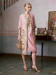 Rose Embroidered Tencel Dress Set - Social Queen