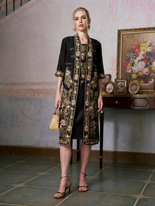 Rose Embroidered Tencel Dress Set - Social Queen