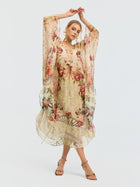 Rose Print Mulberry Silk Dress - Social Queen
