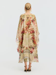 Rose Print Mulberry Silk Dress - Social Queen