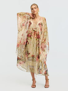 Rose Print Mulberry Silk Dress - Social Queen